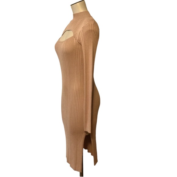 HOUSE OF HARLOW 1960 sz Medium Dress Ribbed Sexy Slits Bodycon Mock Neck NWT - Picture 5 of 10